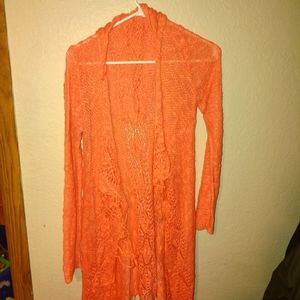 No Boundaries hooded peach cardigan